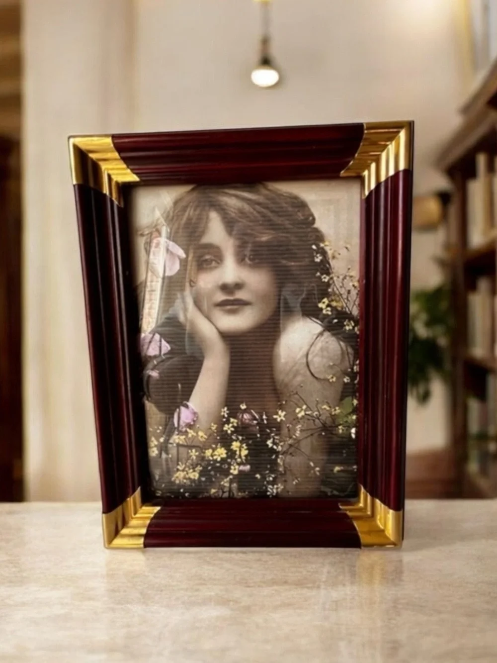 Elegant Burgundy and Gold Photo Frame vintage for 5”c7” photo